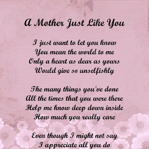 Mother Just Like You Love Poem For Mom 8 X 10 Print Etsy