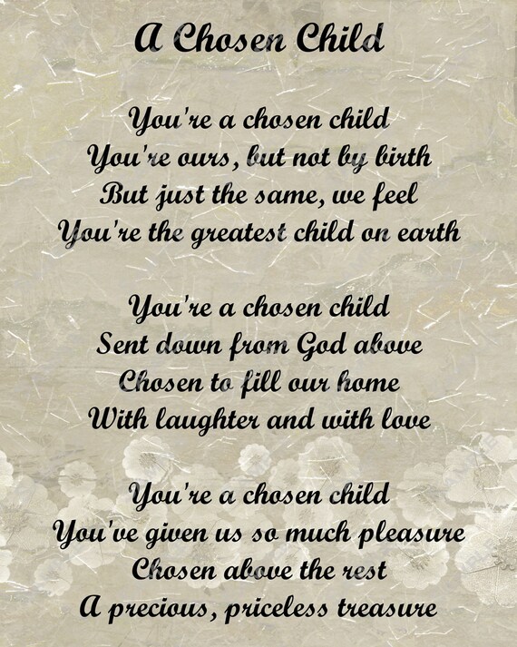 Items similar to Adoption Poem for Adopted Child Digital INSTANT