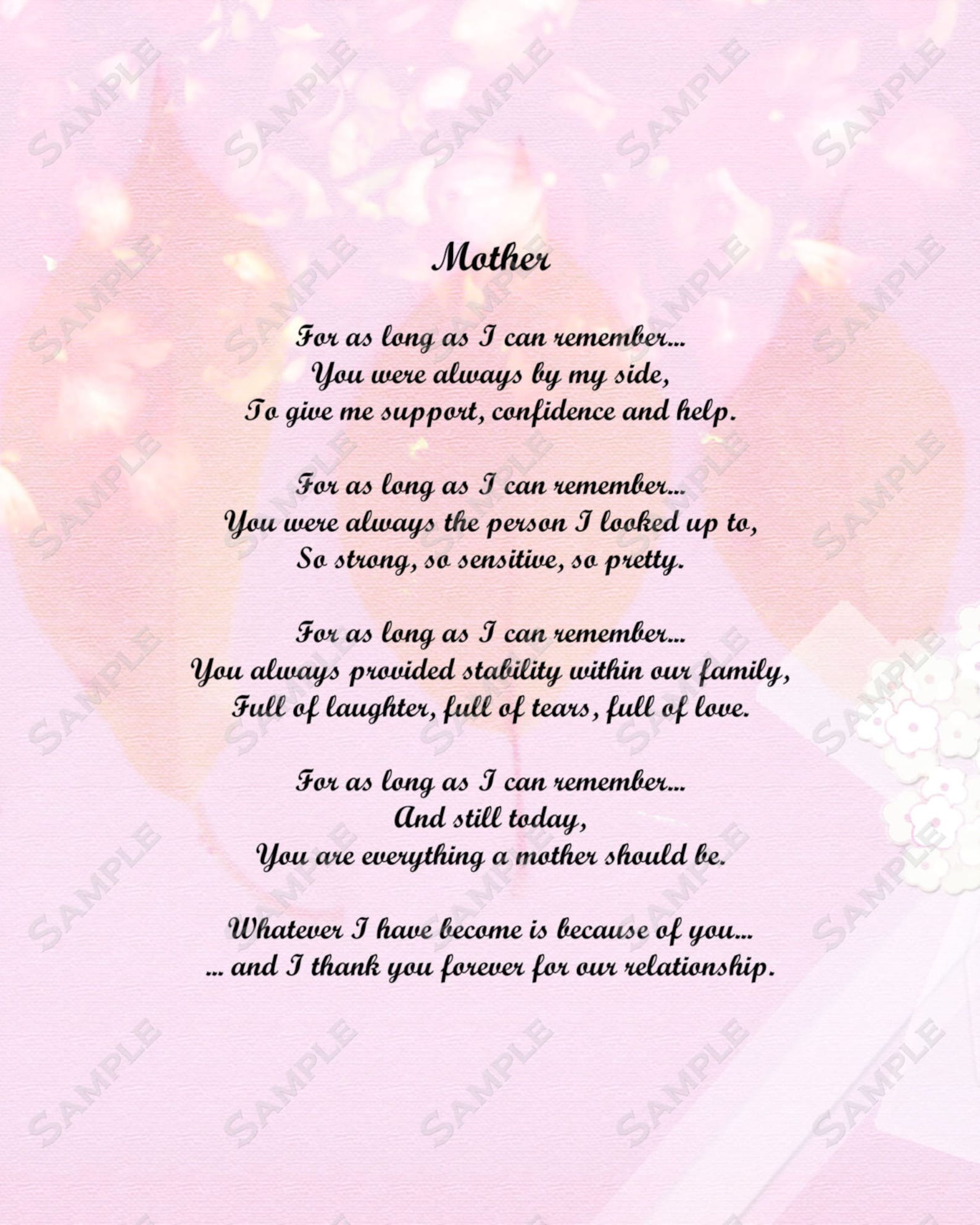 Mother Love Poem for Mom 8 X 10 Print | Etsy