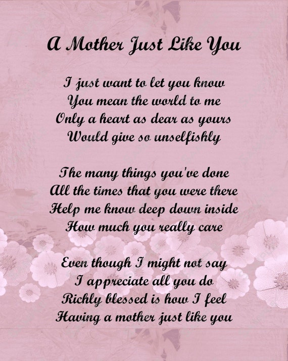Mother Poem Love Poem for Mom 8 x 10 Print | Etsy