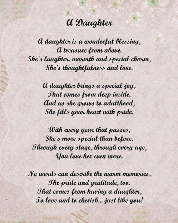 Daughter Poem Love Poem 8 x 10 Print | Etsy