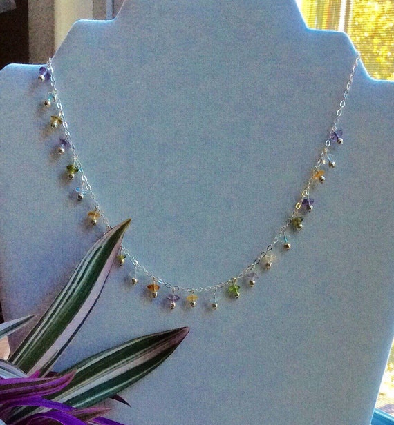 4 color gemstone necklace