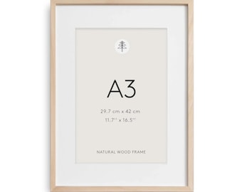 A3 Natural Picture Frame – Minimalist Wooden Frame for Wall Art, Posters & Photos