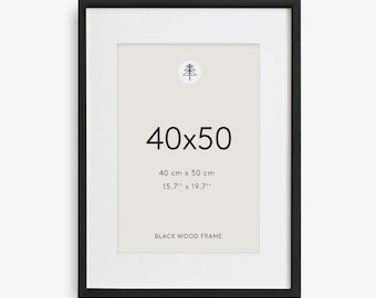 Minimalist Black Wood Frame, 40x50 cm, with Mat