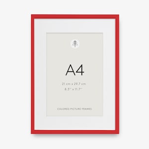 Cornice per foto A4 rossa – Cornice moderna per poster in MDF con passepartout