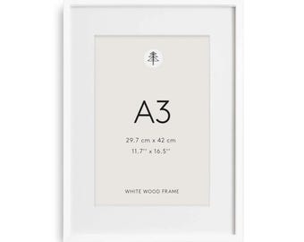 A3 White Picture Frame – Minimalist Wooden Frame for Wall Art, Posters & Photos