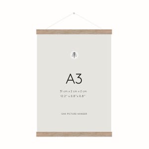 A3 Magnetic Oak Hanger | Real Wood Frame, Minimalist Wall Art, Clean Design for Nursery or Home