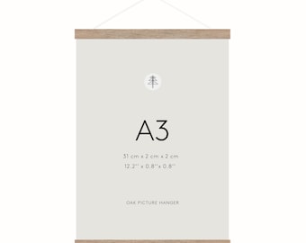 A3 Magnetic Oak Poster Hanger: Minimalist Wood Frame