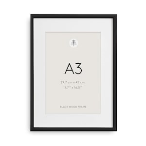 A3 Black Picture Frame | Real Wood Frame, Minimalist Wall Art, Clean Design for Nursery or Home