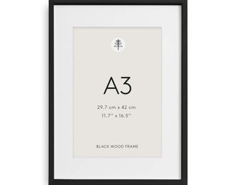 A3 Black Wood Picture Frame: Minimalist Wall Art Photo Frame