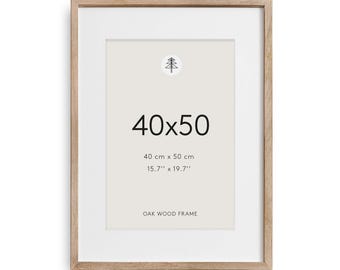 Minimalist Oak Wood Frame, 40x50 cm, with Mat