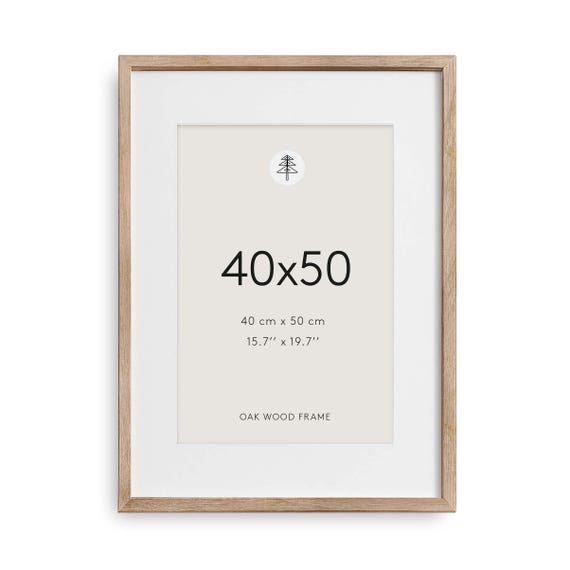 Minimalist Oak Wood Frame, 40x50 cm, with Mat