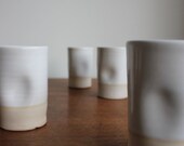 Tall and Slender White on White Tumblers- ONE Dimpled Ceramic Tumbler