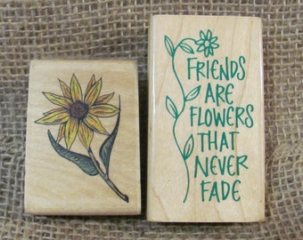 Vrienden zijn bloemen die nooit vervagen en Afrikaanse Daisy Rubber Stamps