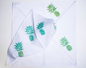 Lino Print Custom Design Cotton Napkins/ pineapples