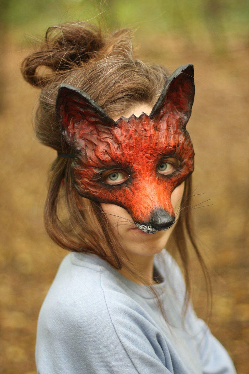 FREE SHIPPING The Dark Fox Mask Handmade Fancy Dress Animal Mask Papier MachePaper Mache Halloween Party Mask