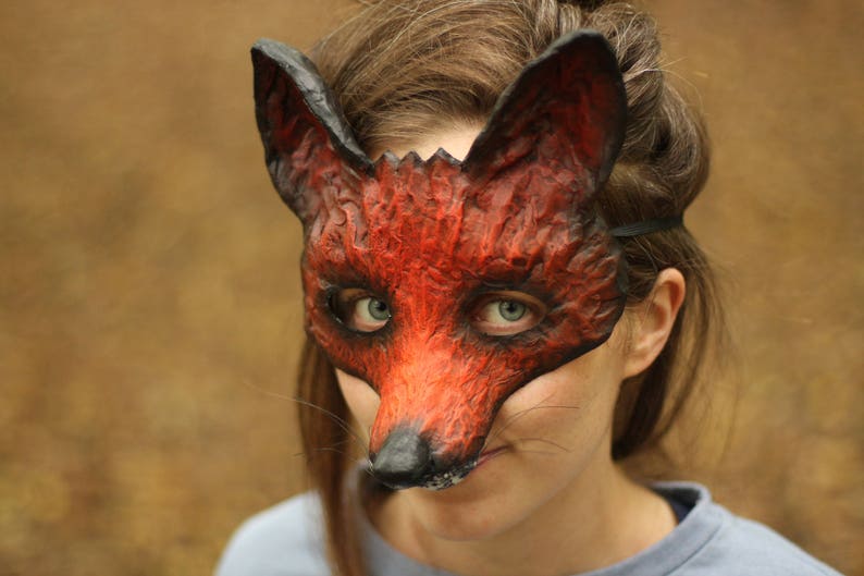 FREE SHIPPING The Dark Fox Mask Handmade Fancy Dress Animal Mask Papier MachePaper Mache Halloween Party Mask