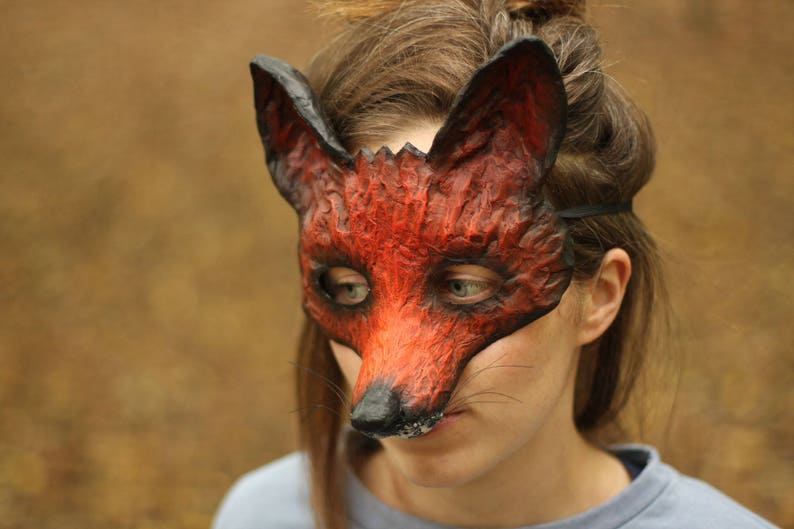 FREE SHIPPING The Dark Fox Mask Handmade Fancy Dress Animal Mask Papier MachePaper Mache Halloween Party Mask