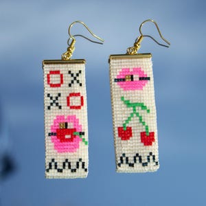 Wearable art earrings / Gender neutral earrings / rockabilly earrings / Statement jewelry / Colorful funky earrings / Unique gift.