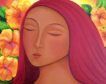 Mary Magdalene of the Hibiscus (Mary Magdalen Spiritual Art Print)