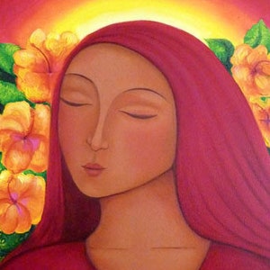 Mary Magdalene of the Hibiscus (Mary Magdalen Spiritual Art Print)