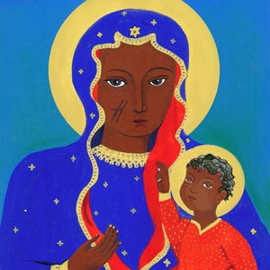 Beautiful Black Madonna Our Lady of Czestochowa Virgin and Child