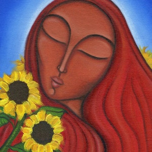 Mary Magdalene, Our Lady of Sunflowers (Mary Magdalen and Sunflowers Art Print)