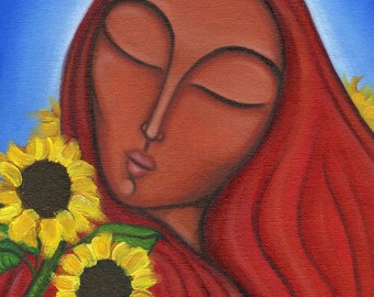 Mary Magdalene, Our Lady of Sunflowers (Mary Magdalen and Sunflowers Art Print)