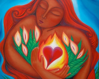 Mary Magdalene of the Burning Heart (Mary Magdalen Art Print)