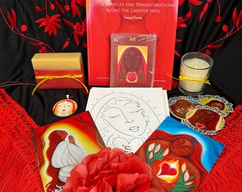 The RED BOX: A Magical Gift Collection including the Magdalene Muses Card Deck, a book, 3 mini-prints, 3 stickers, patchouli soap and candle