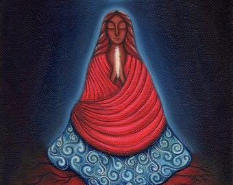 Moonlight Prayer Art Print Dark Goddess Mary Magdalene