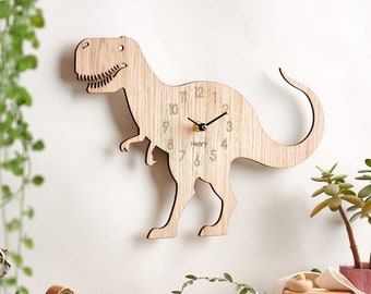 Wooden T-rex Dinosaur Wall Clock