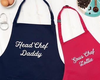 Personalised Head Chef And Sous Chef Apron Set