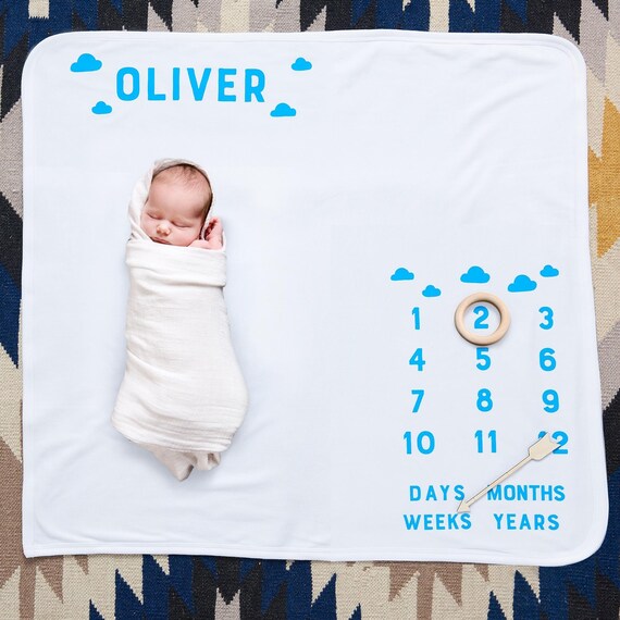 Personalised Scandi Clouds Baby Milestone Blanket Etsy Canada