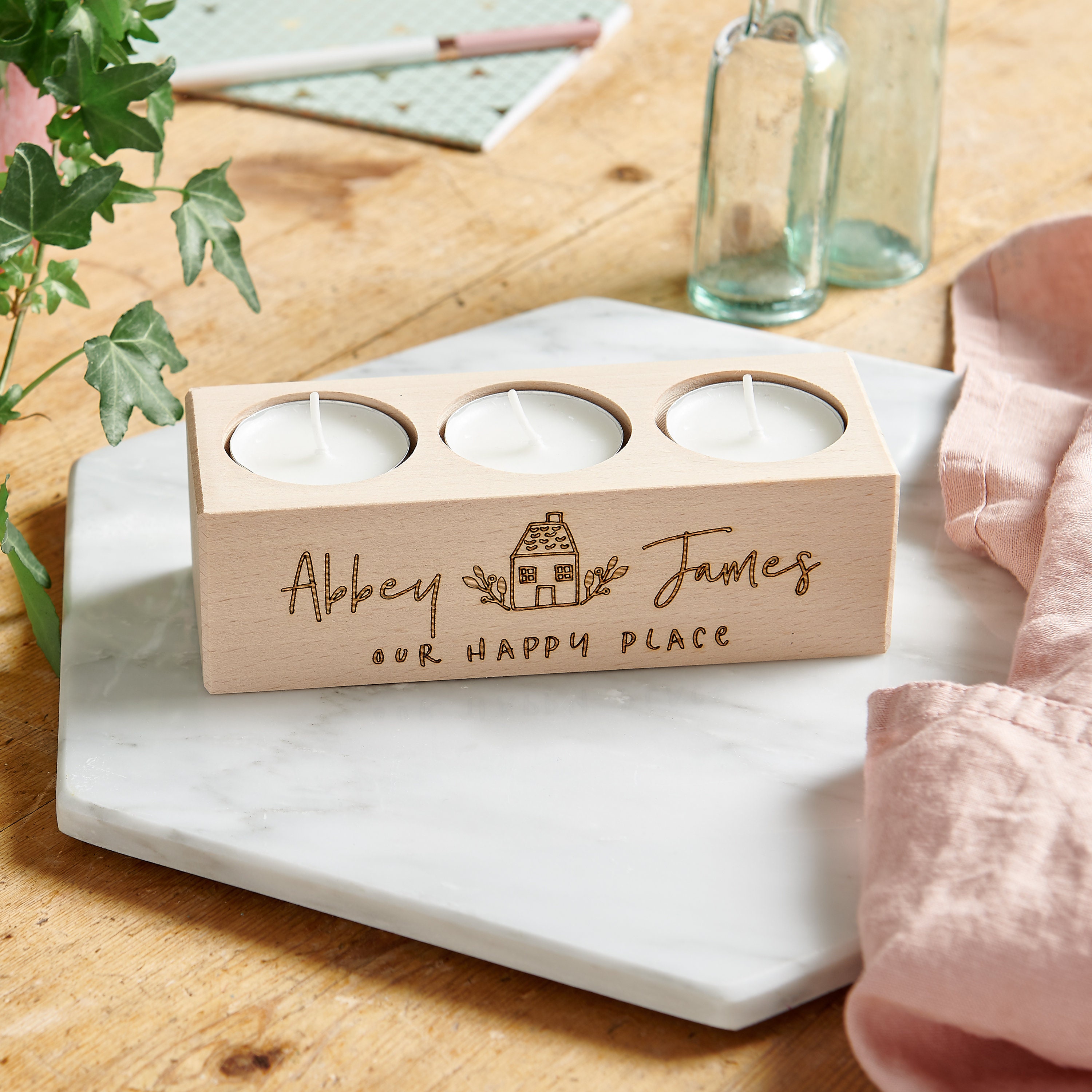 Porte-Bougie en Bois New Home