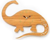 Dinosaur Wall Clock - Diplodocus Modern Clock - Childrens Clock - laser cut by Owl & Otter