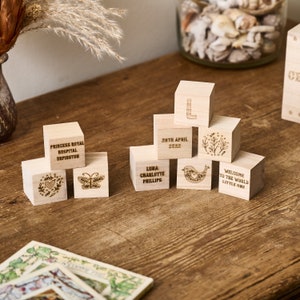 Personalised Baby Girl Engraved Wooden Blocks