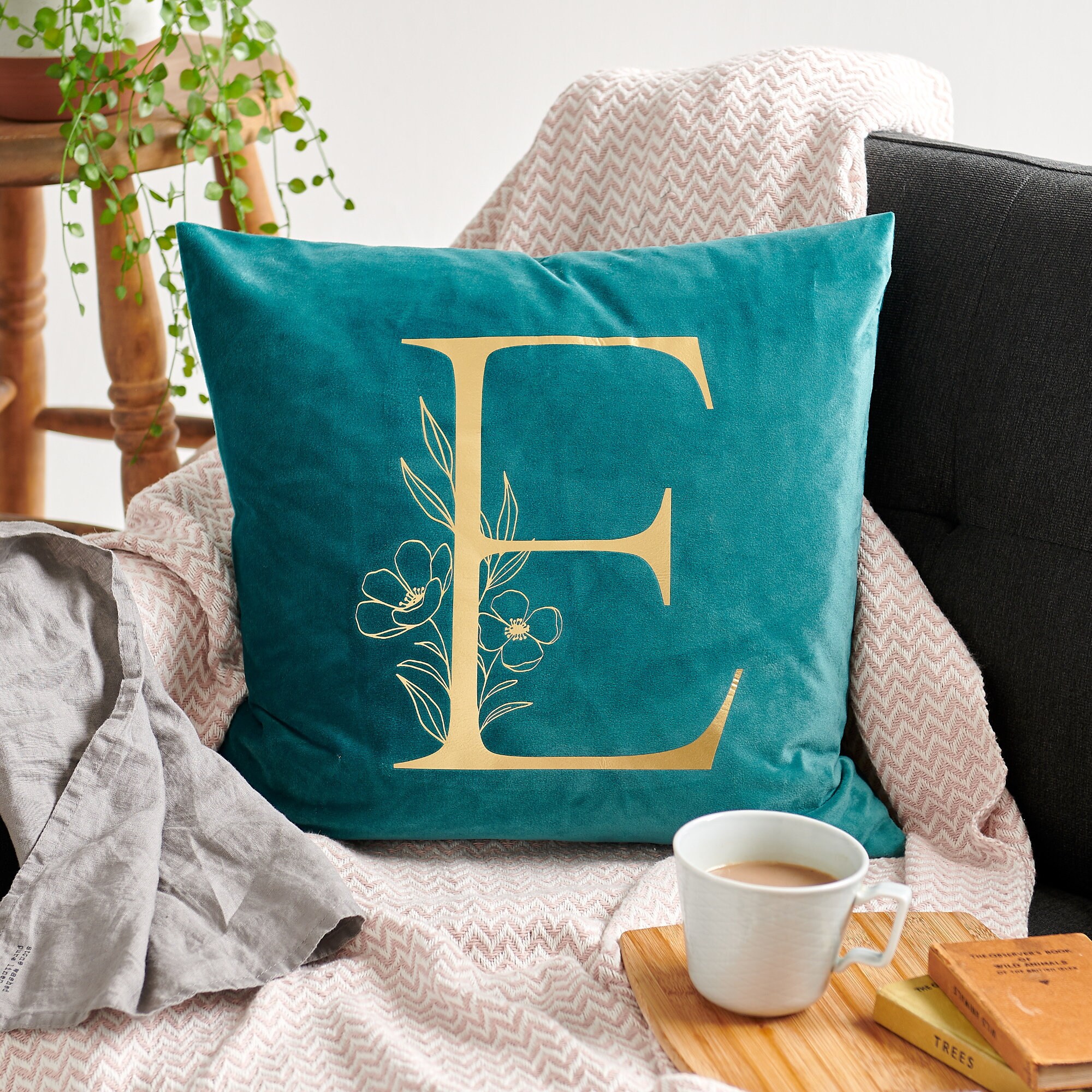 Personalised Floral Initial Cushion Etsy UK