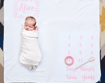 Personalised Floral Baby Milestone Blanket