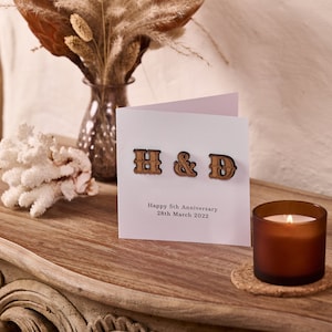 Personalised Fifth Wooden Wedding Anniversary Card