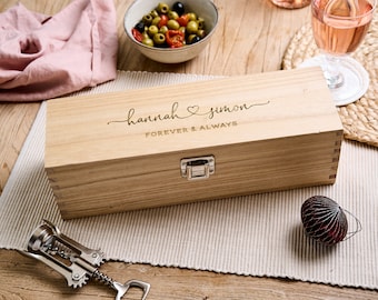 Personalised Engagement Wooden Wine Box