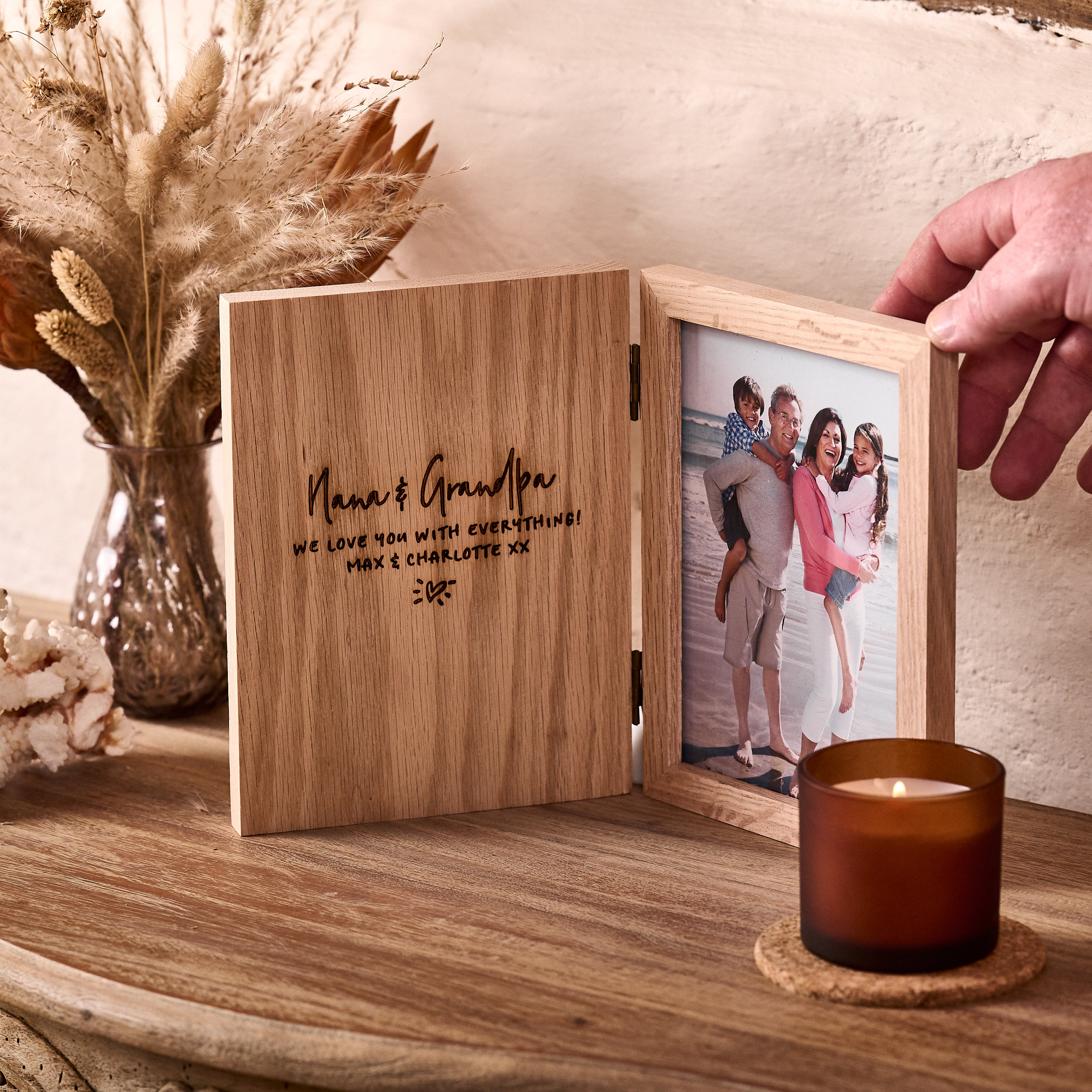 Cornice In Legno First Time Grandpa Grandma | Regalo Per Nonni Con Frase, Formato 10x15