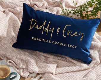Personalised Daddy Reading Spot Velvet Cushion