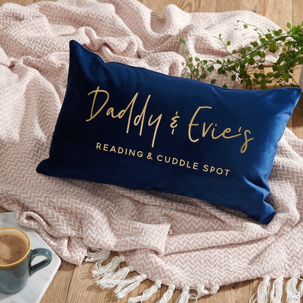 Personalised Daddy Reading Spot Velvet Cushion