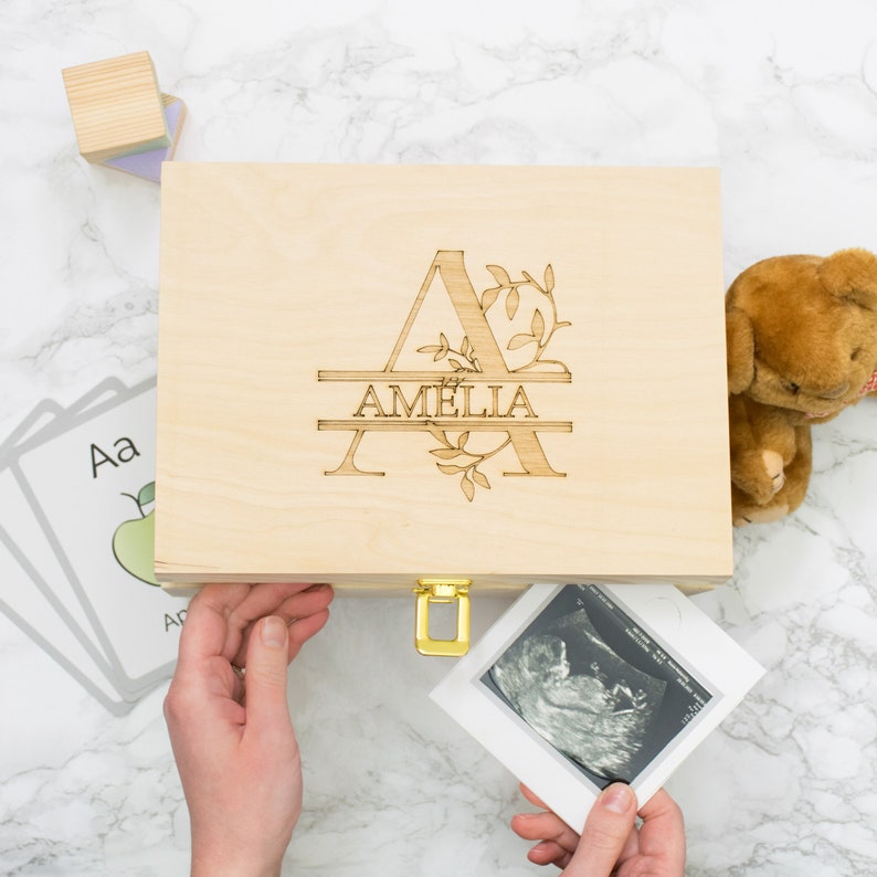 Botanical Initial Newborn Keepsake Box Etsy