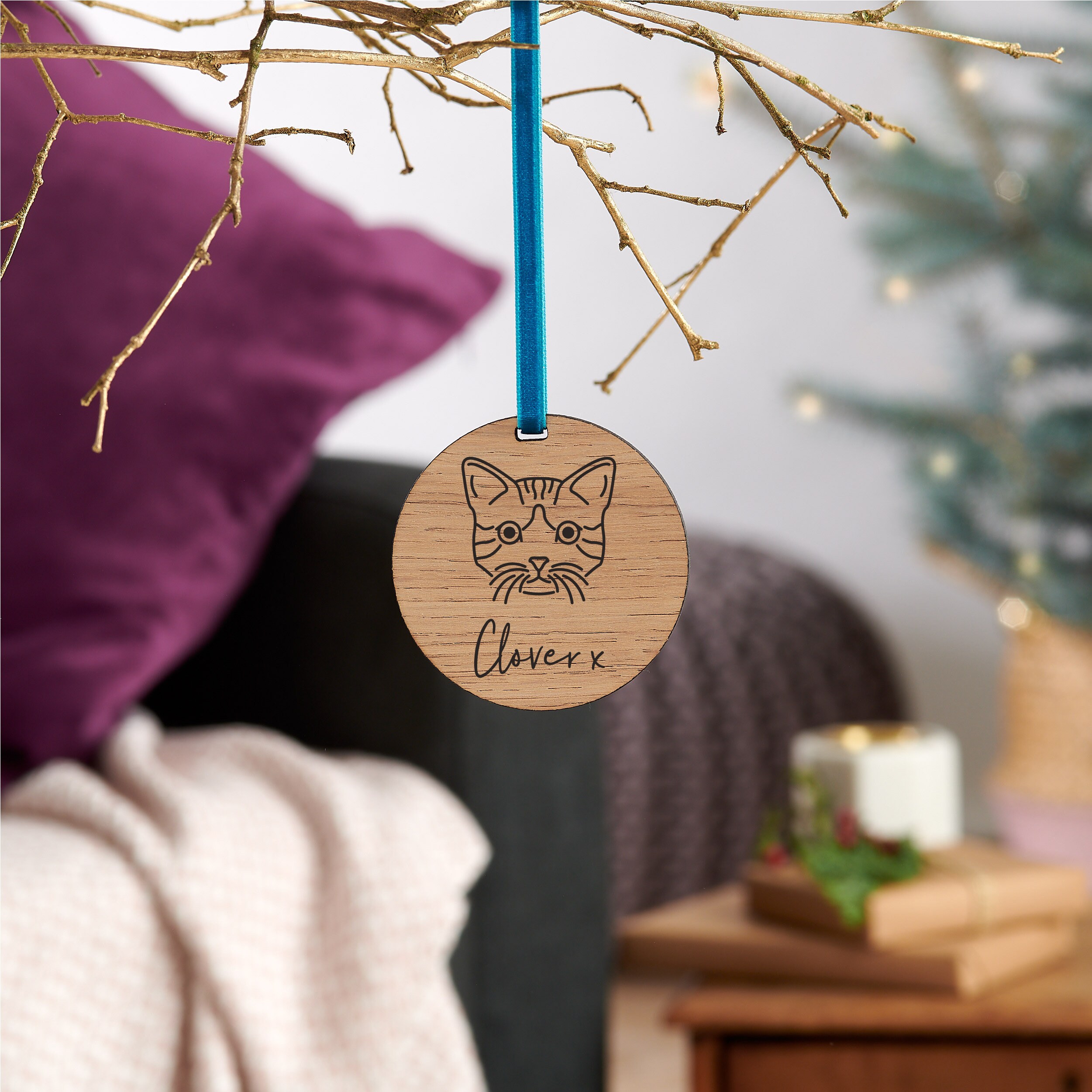 Tabby Cat Personalised Name Christmas Tree Bauble Decoration Gift AC-204DA2CB