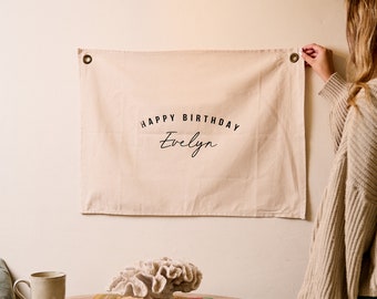 Personalised Happy Birthday Linen Banner