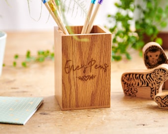 Personalised Wooden Pen Pot