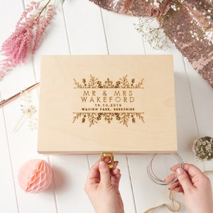 Personalised Botanical Wedding Keepsake Box image 1