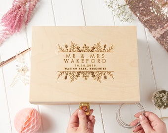 Personalised Botanical Wedding Keepsake Box